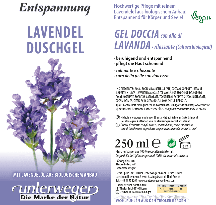 Unterweger Lavender Essential Oil, Organic 20ml